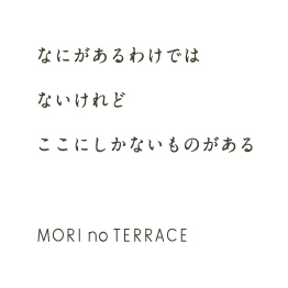 なにがあるわけではないけれど　ここにしかないものがある　MORI no TERRACE（杜のテラス）